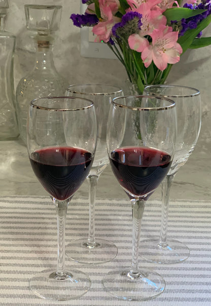 Silver Rim wine Goblet pair (OTTV 1201) sold in PAIRs (one pair left)