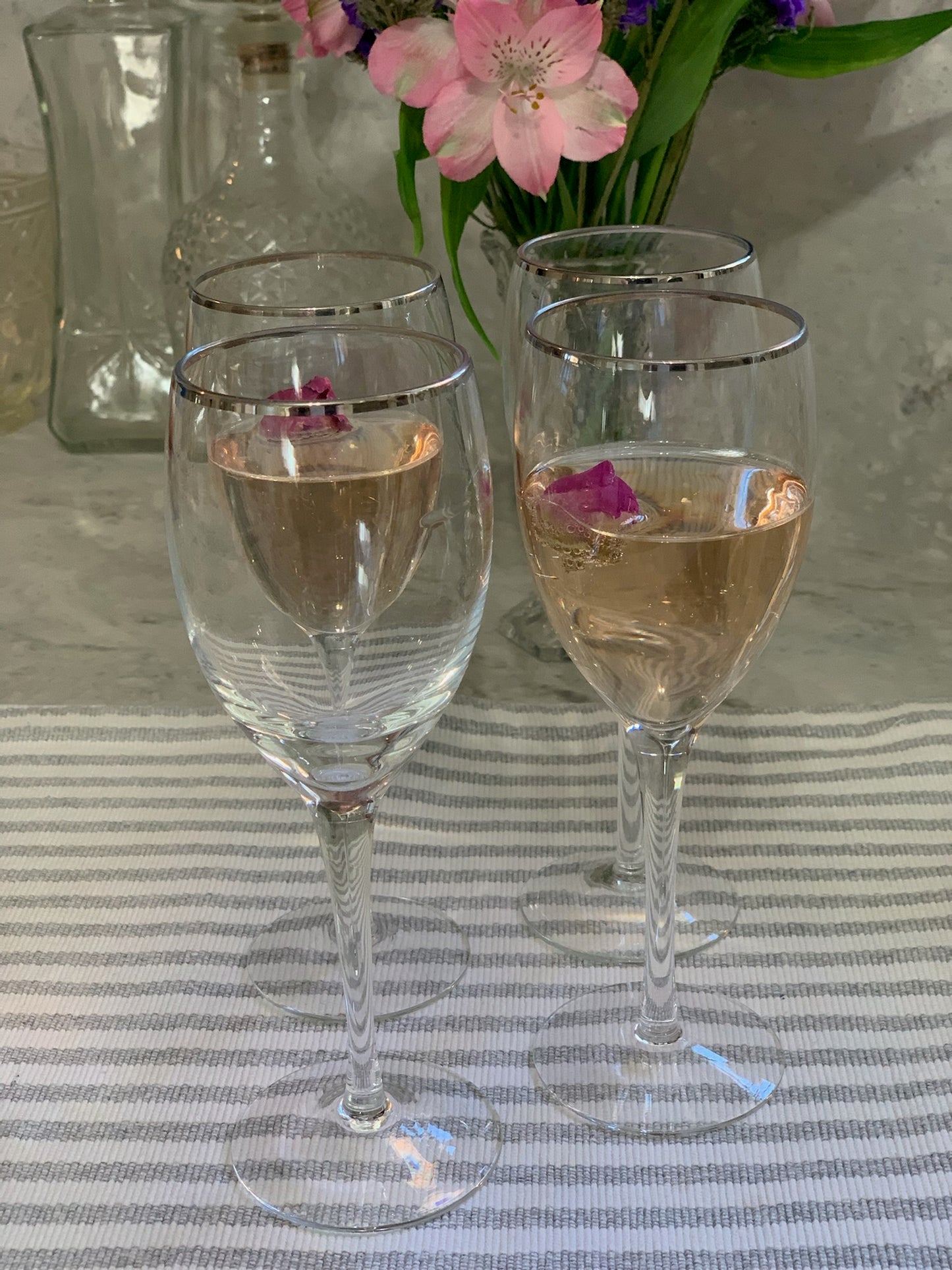 Silver Rim wine Goblet pair (OTTV 1201) sold in PAIRs (one pair left)