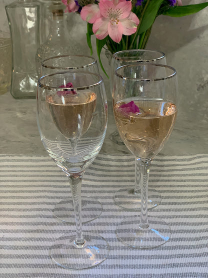Silver Rim wine Goblet pair (OTTV 1201) sold in PAIRs (one pair left)