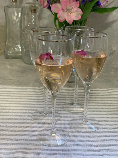 Silver Rim wine Goblet pair (OTTV 1201) sold in PAIRs (one pair left)