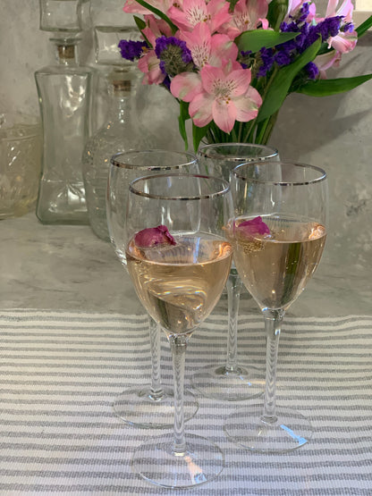 Silver Rim wine Goblet pair (OTTV 1201) sold in PAIRs (one pair left)