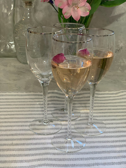 Silver Rim wine Goblet pair (OTTV 1201) sold in PAIRs (one pair left)