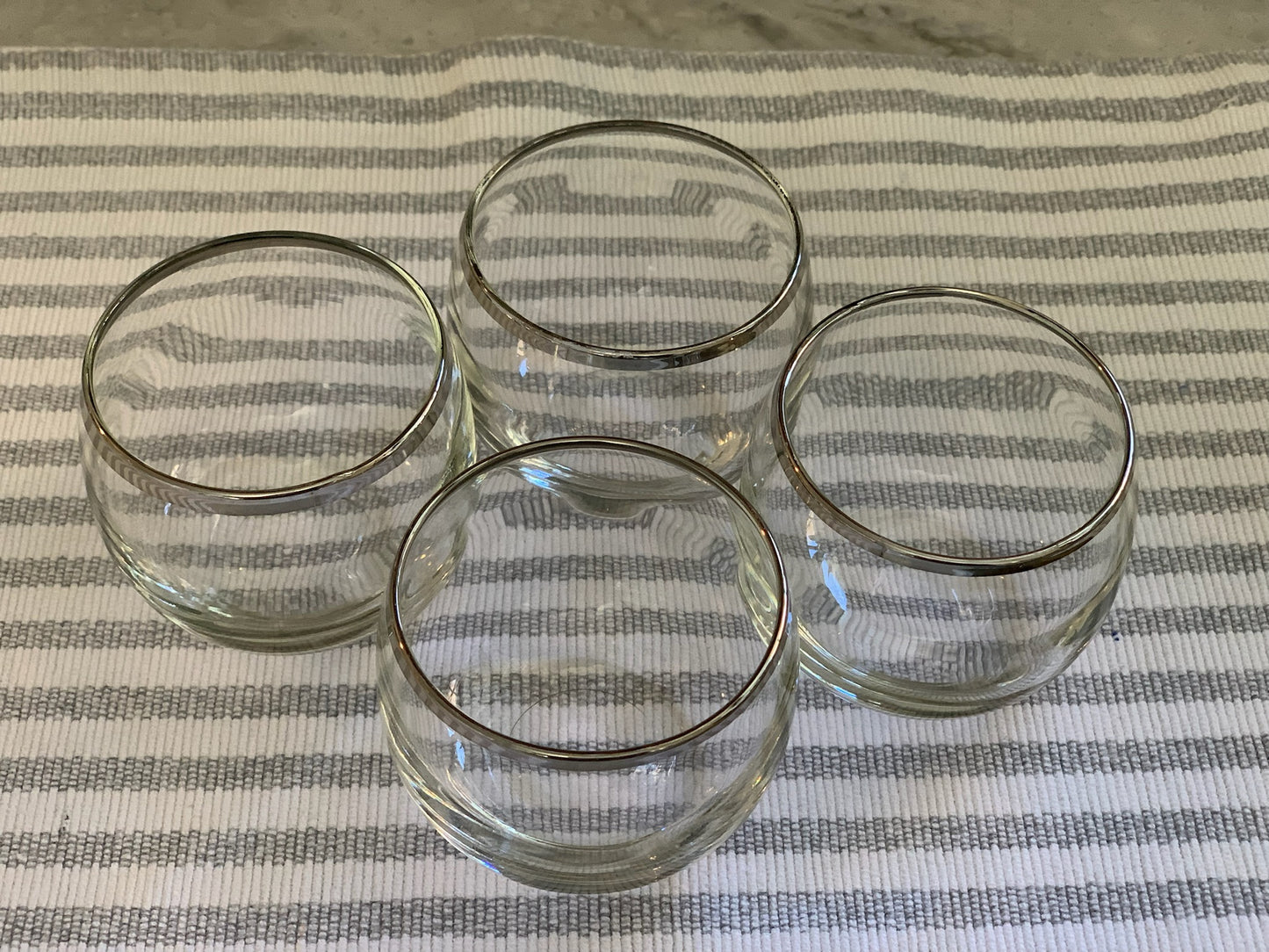 Roly Poly silver rim bar glasses pair 1960's (OTTV 1066) sold in pairs