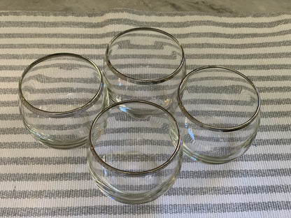 Roly Poly silver rim bar glasses pair 1960's (OTTV 1066) sold in pairs