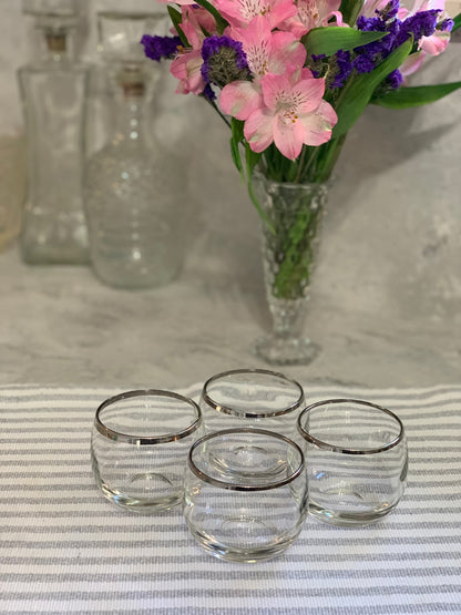 Roly Poly silver rim bar glasses pair 1960's (OTTV 1066) sold in pairs