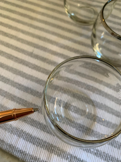 Roly Poly silver rim bar glasses pair 1960's (OTTV 1066) sold in pairs