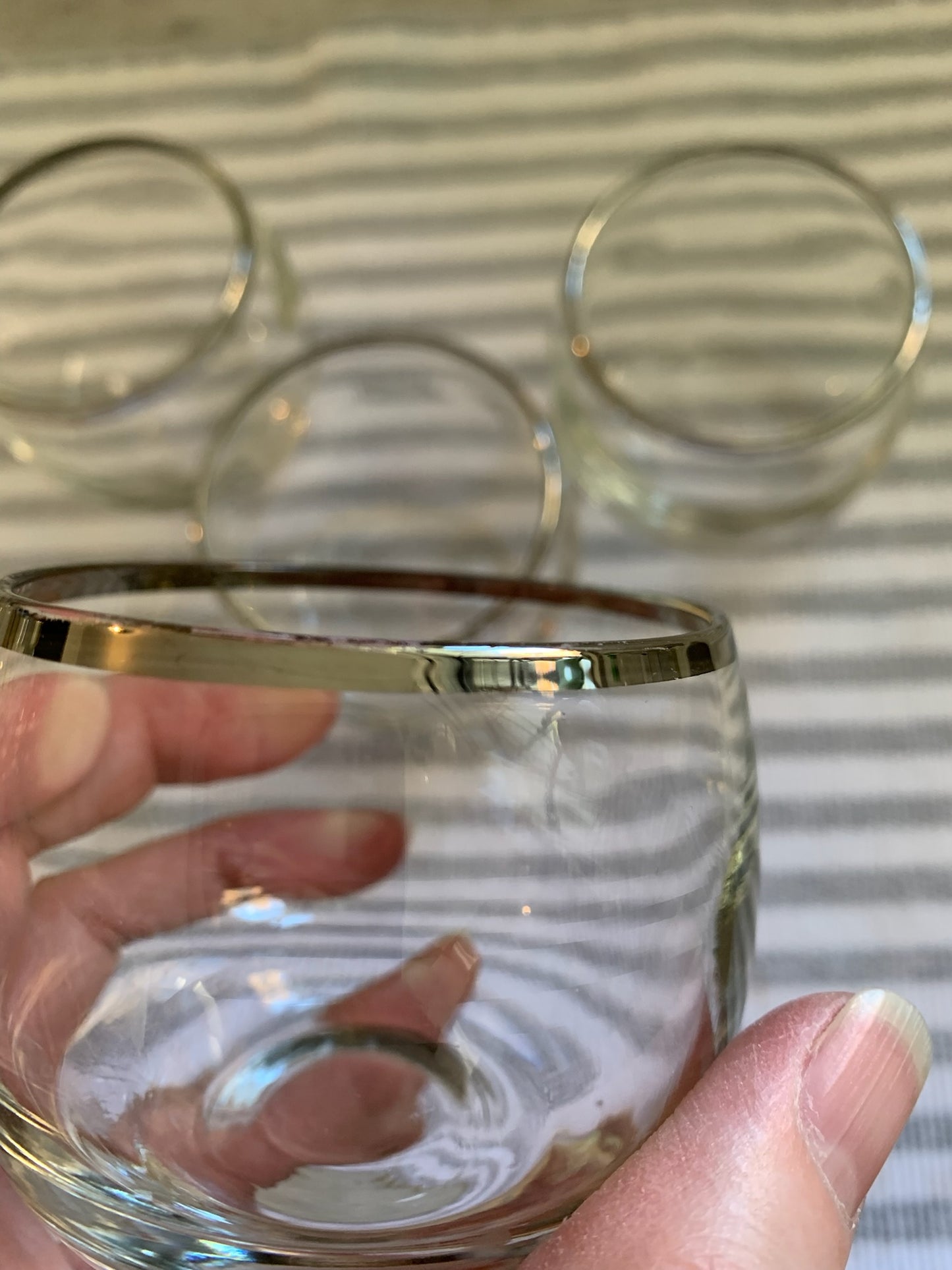 Roly Poly silver rim bar glasses pair 1960's (OTTV 1066) sold in pairs