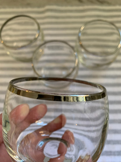 Roly Poly silver rim bar glasses pair 1960's (OTTV 1066) sold in pairs