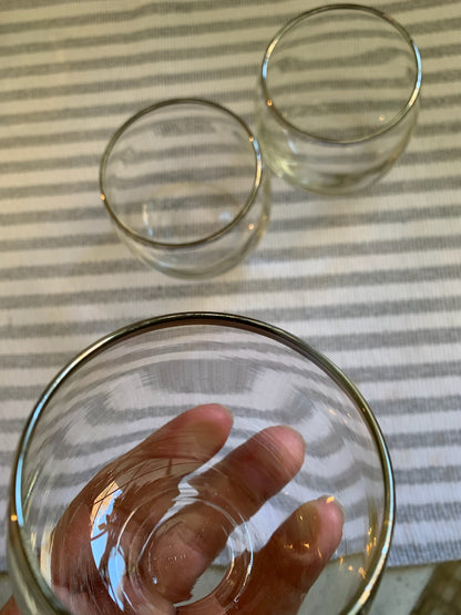 Roly Poly silver rim bar glasses pair 1960's (OTTV 1066) sold in pairs