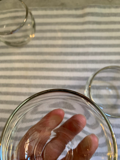 Roly Poly silver rim bar glasses pair 1960's (OTTV 1066) sold in pairs