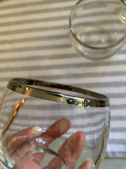 Roly Poly silver rim bar glasses pair 1960's (OTTV 1066) sold in pairs
