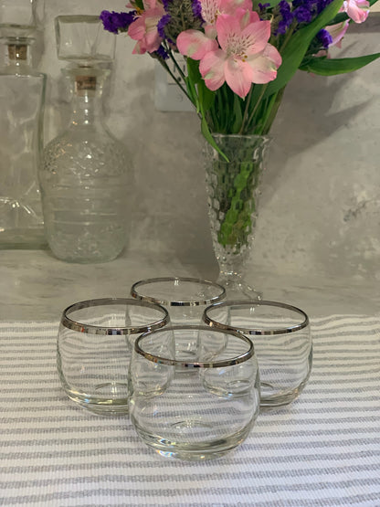 Roly Poly silver rim bar glasses pair 1960's (OTTV 1066) sold in pairs