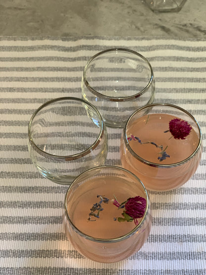 Roly Poly silver rim bar glasses pair 1960's (OTTV 1066) sold in pairs