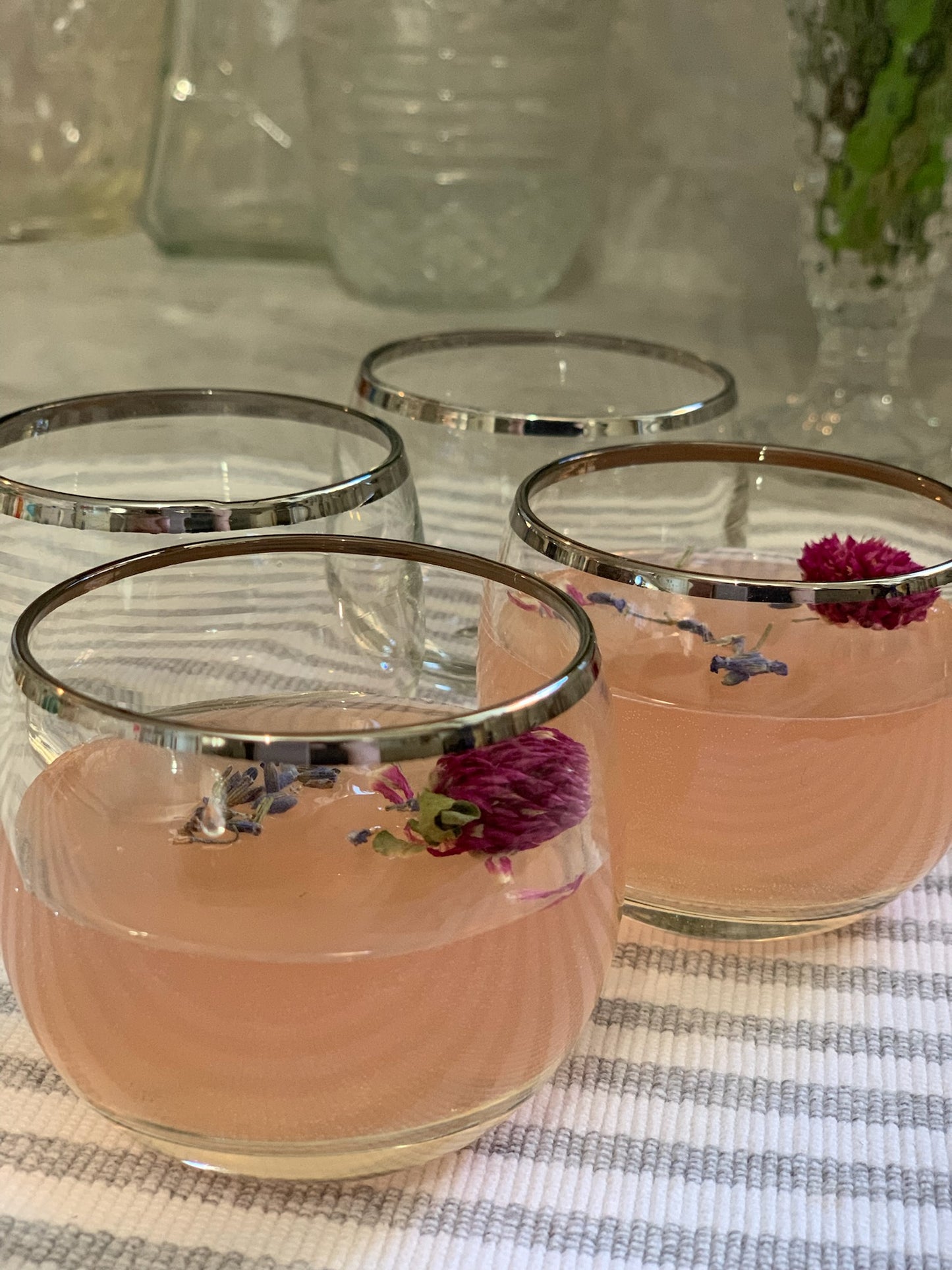 Roly Poly silver rim bar glasses pair 1960's (OTTV 1066) sold in pairs
