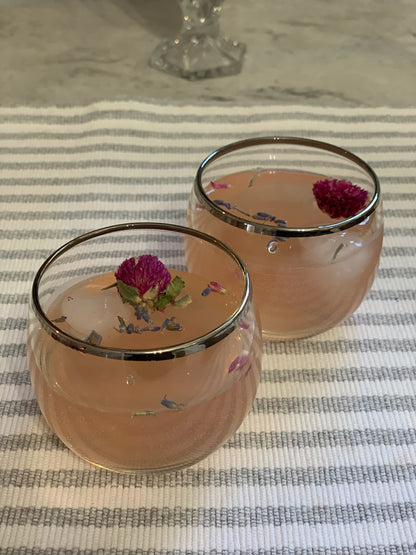 Roly Poly silver rim bar glasses pair 1960's (OTTV 1066) sold in pairs
