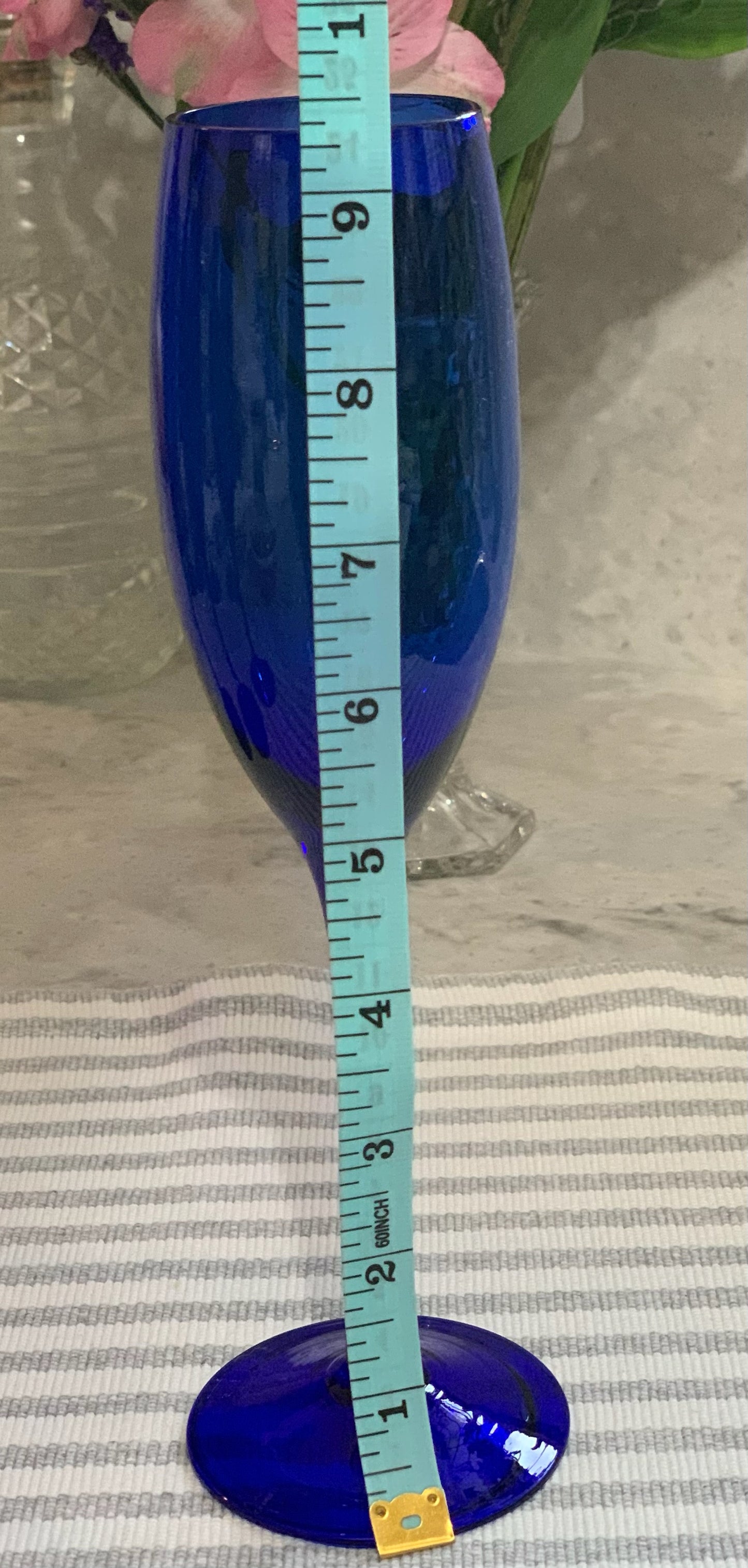 Cobalt Blue PAIR champagne flutes (OTTV 1435) (Handblown?) priced as a pair