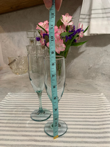 Aqua Green Champagne flutes (OTTV 1549) sold as a pair
