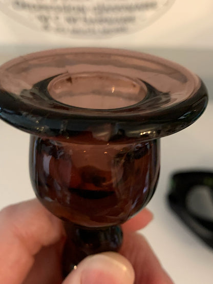 Amethyst twisted stem pair of candle sticks GLOWS (OTTV 2939.4) priced as a set