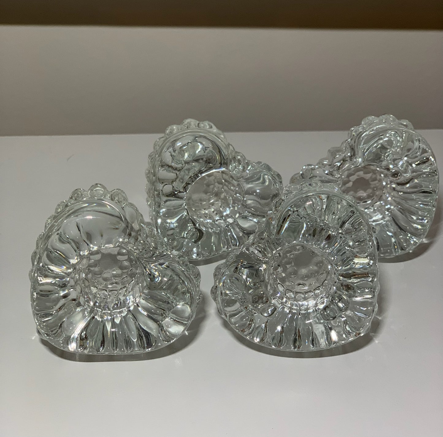 Heart Shaped Crystal Glass Candle Holders (OTTV 2753.5) priced as a pair