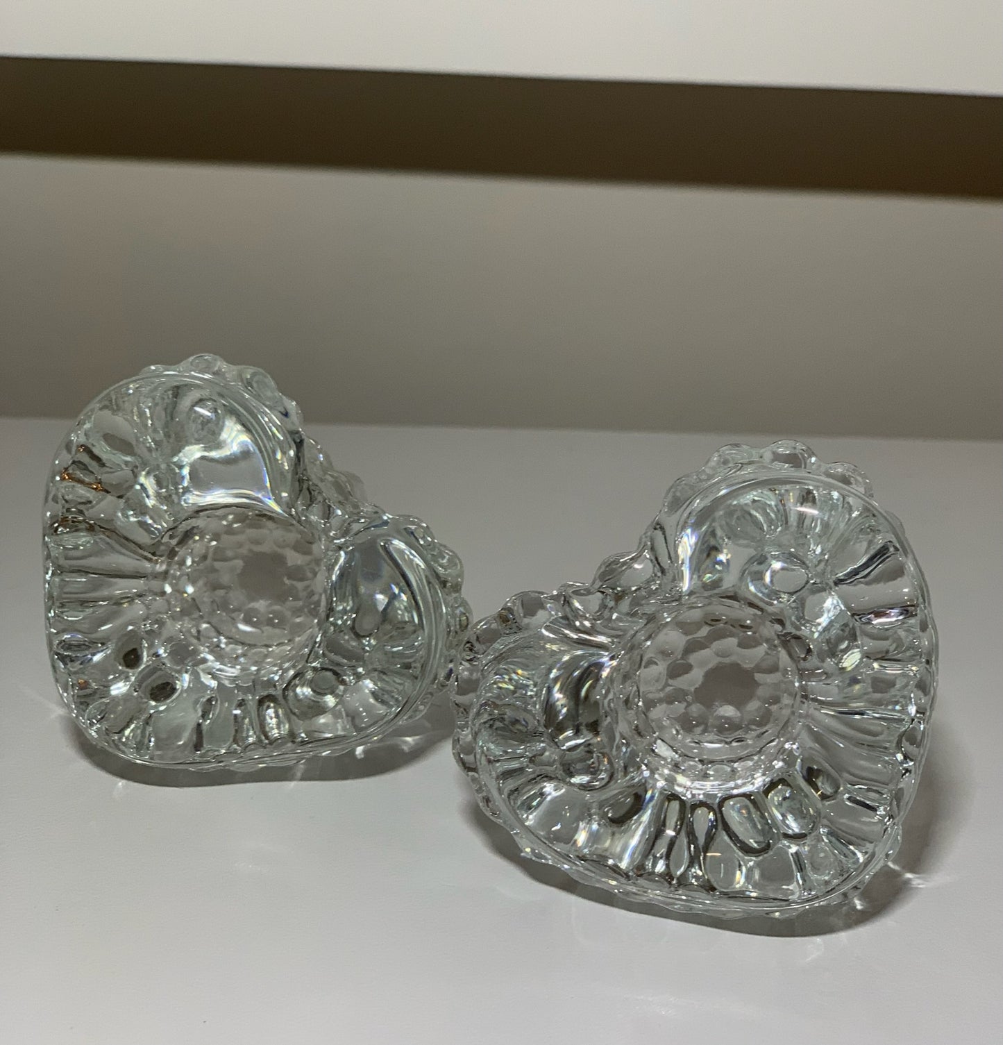 Heart Shaped Crystal Glass Candle Holders (OTTV 2753.5) priced as a pair