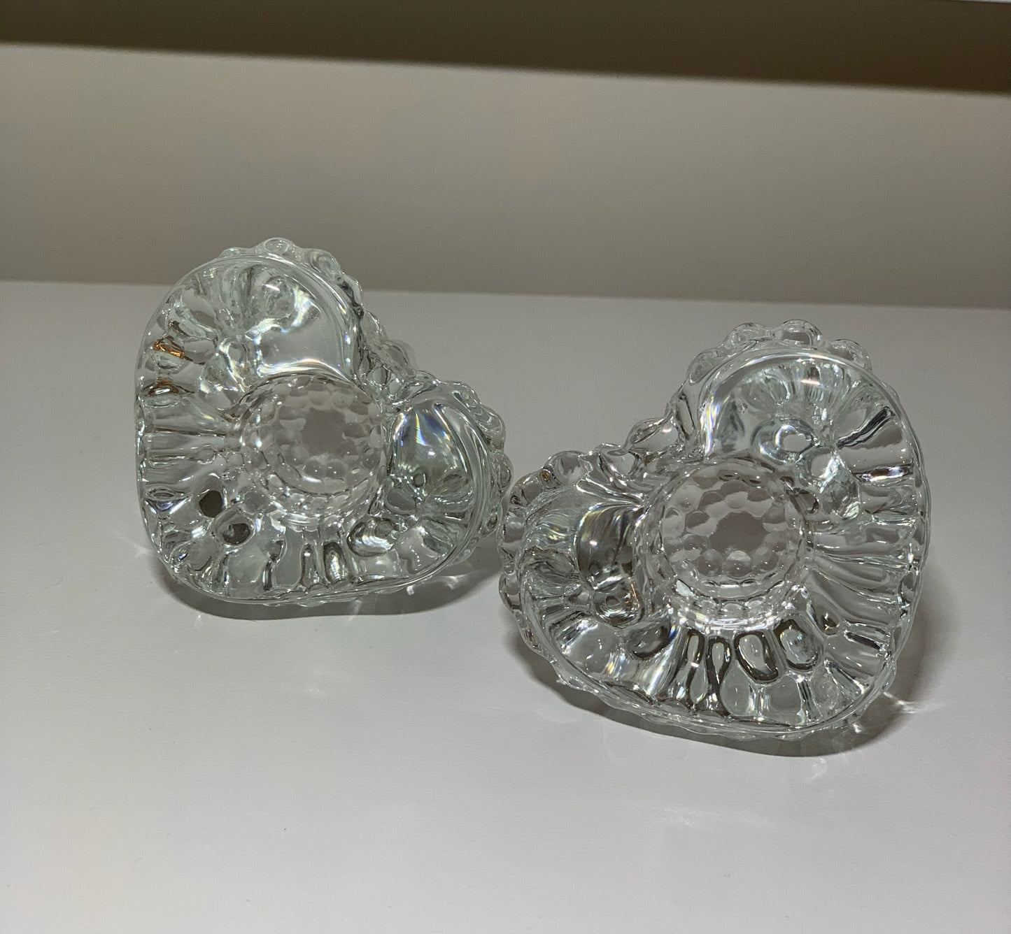 Heart Shaped Crystal Glass Candle Holders (OTTV 2753.5) priced as a pair