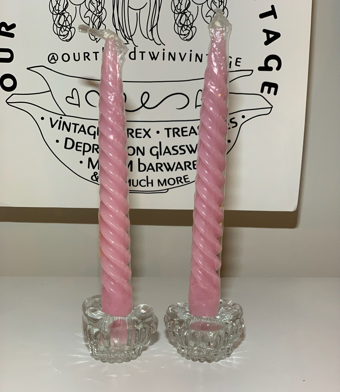 Heart Shaped Crystal Glass Candle Holders (OTTV 2753.5) priced as a pair