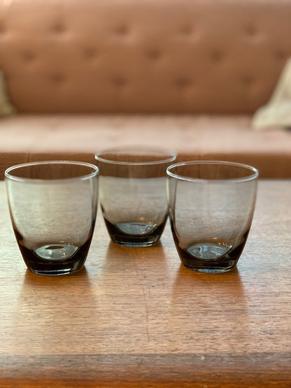 Libbey smokey gray old fashion cocktail glasses (1328) priced individually, 3 available.