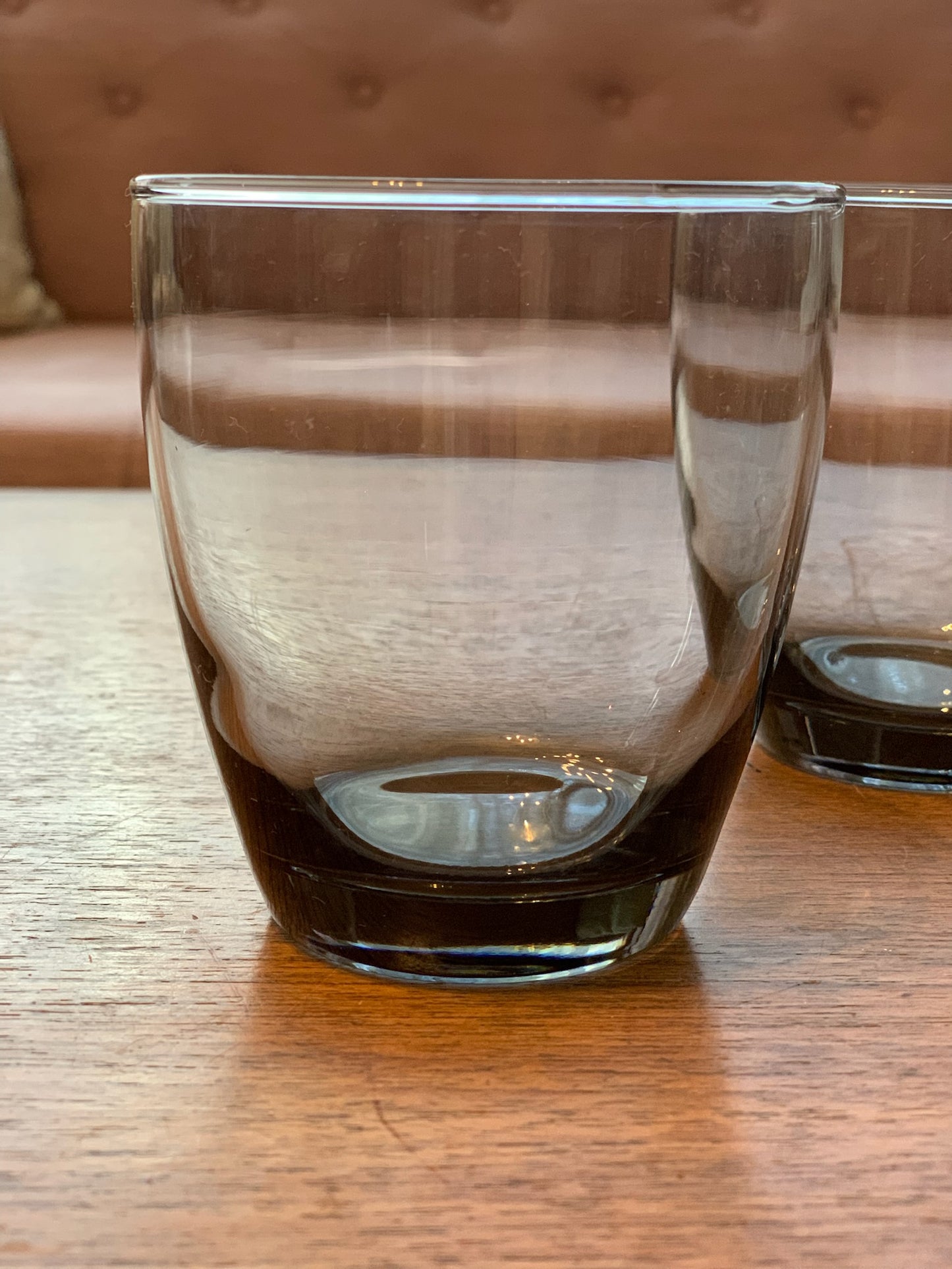 Libbey smokey gray old fashion cocktail glasses (1328) priced individually, 3 available.