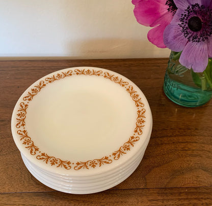 Corning Pyrex Vintage Copper filigree pattern, plates & mugs - priced individually