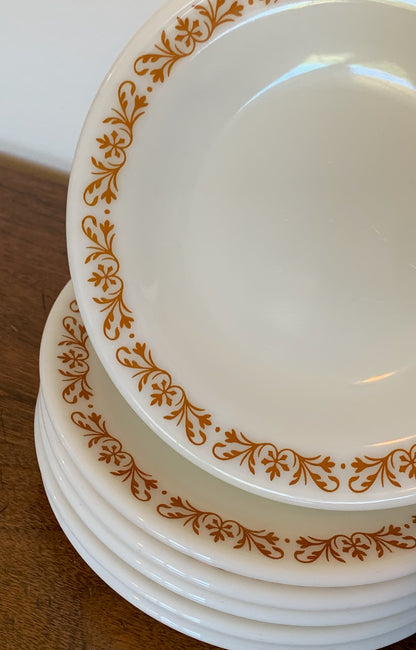 Corning Pyrex Vintage Copper filigree pattern, plates & mugs - priced individually
