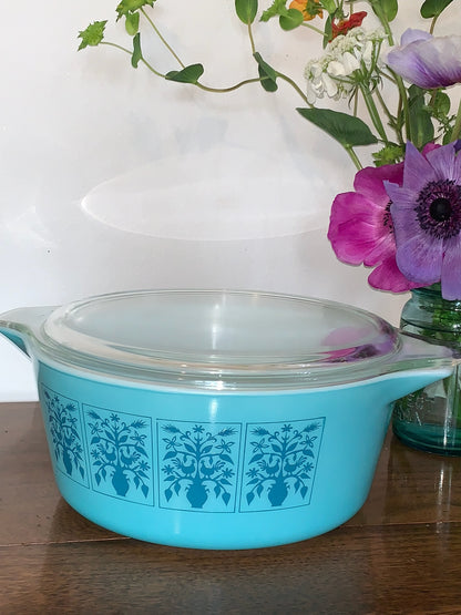 Pyrex Saxony Tree of life 475B 2.5Qt Casserole dish with LID 475C (1013)