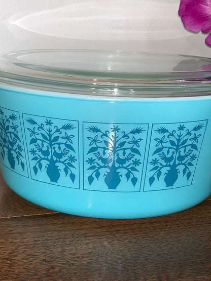 Pyrex Saxony Tree of life 475B 2.5Qt Casserole dish with LID 475C (1013)