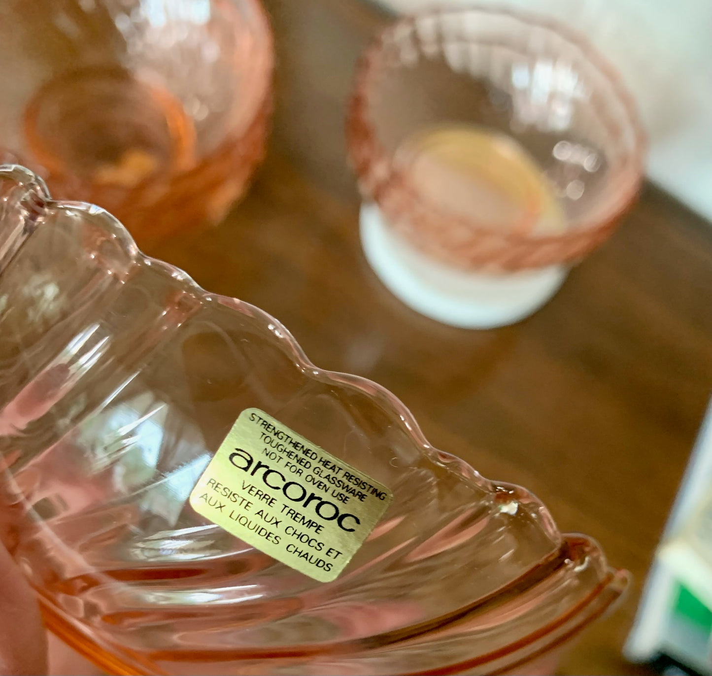 Rosaline pink swirl, Arcoroc & Luminarc France - priced individually