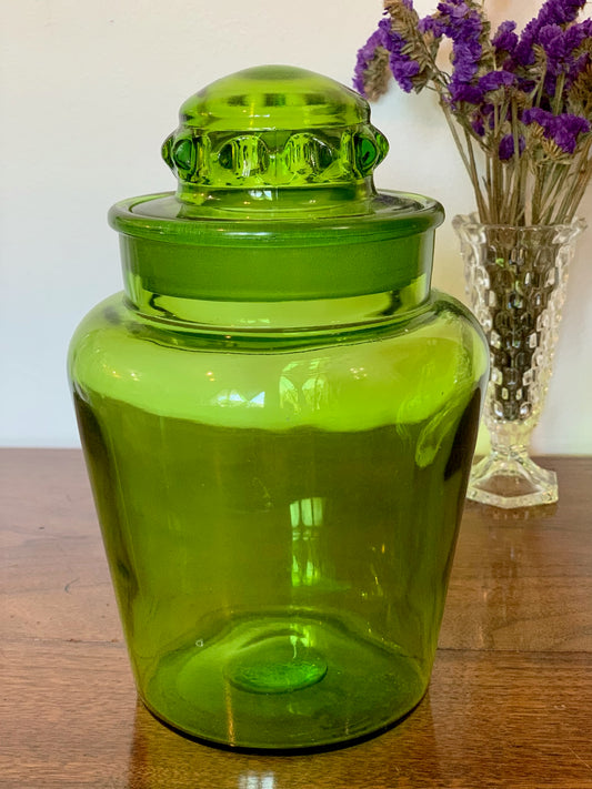Green Apothecary canister with ground glass lid (OTTV 2793.1)