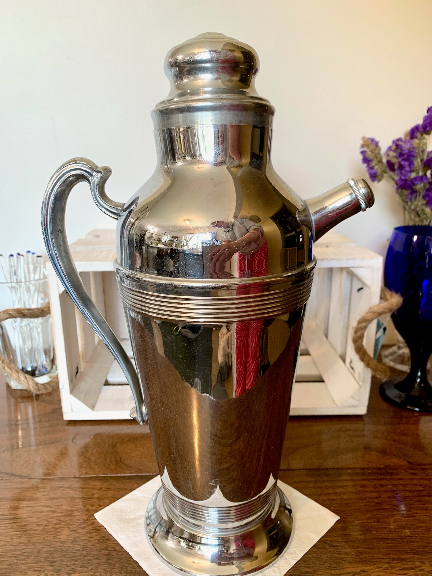 Art deco stainless chrome cocktail shaker (OTTV 2873.3)