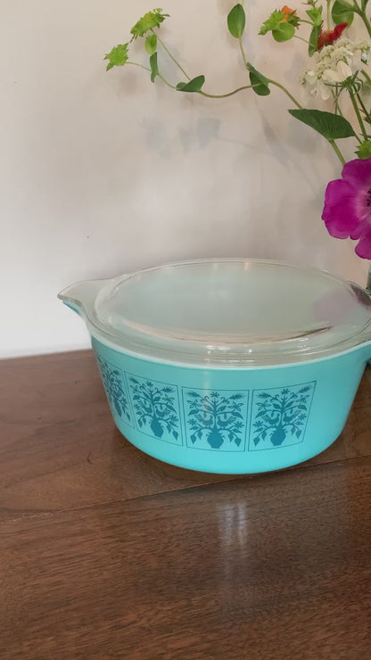 Pyrex Saxony Tree of life 475B 2.5Qt Casserole dish with LID 475C (1013)