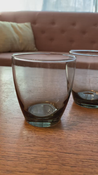 Libbey smokey gray old fashion cocktail glasses (1328) priced individually, 3 available.